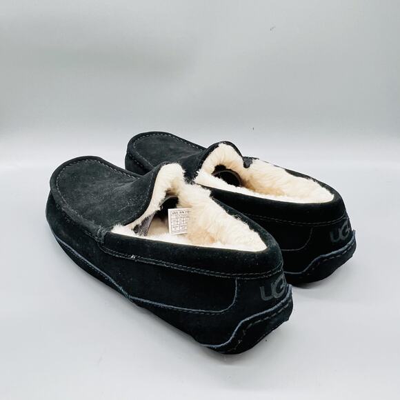 UGG Shoes Mens 11 Black Suede Ascot Shearling Lined Moccasin Slippers Comfort main image 5